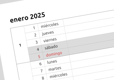 calendario mensual - formato de tabla