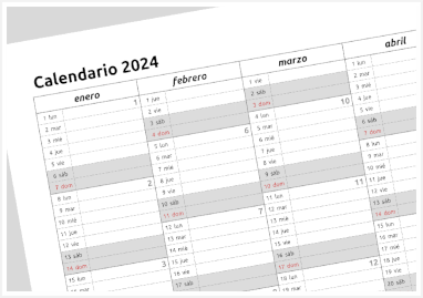 calendario anual - formato de tabla